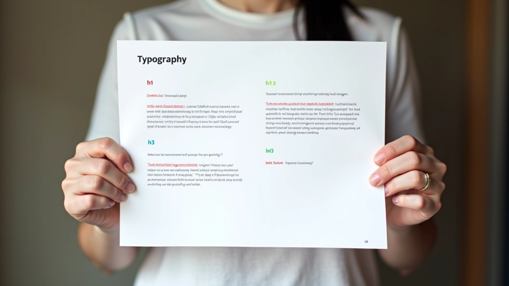 Printed page showing typographic hierarchy with multiple heading levels and body text